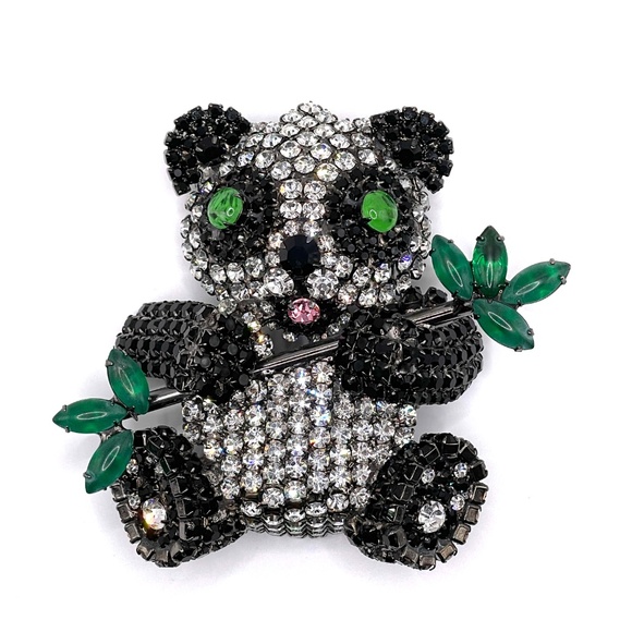 Brooch Chris Crouch Moans Couture Signed Rhinestone Panda...